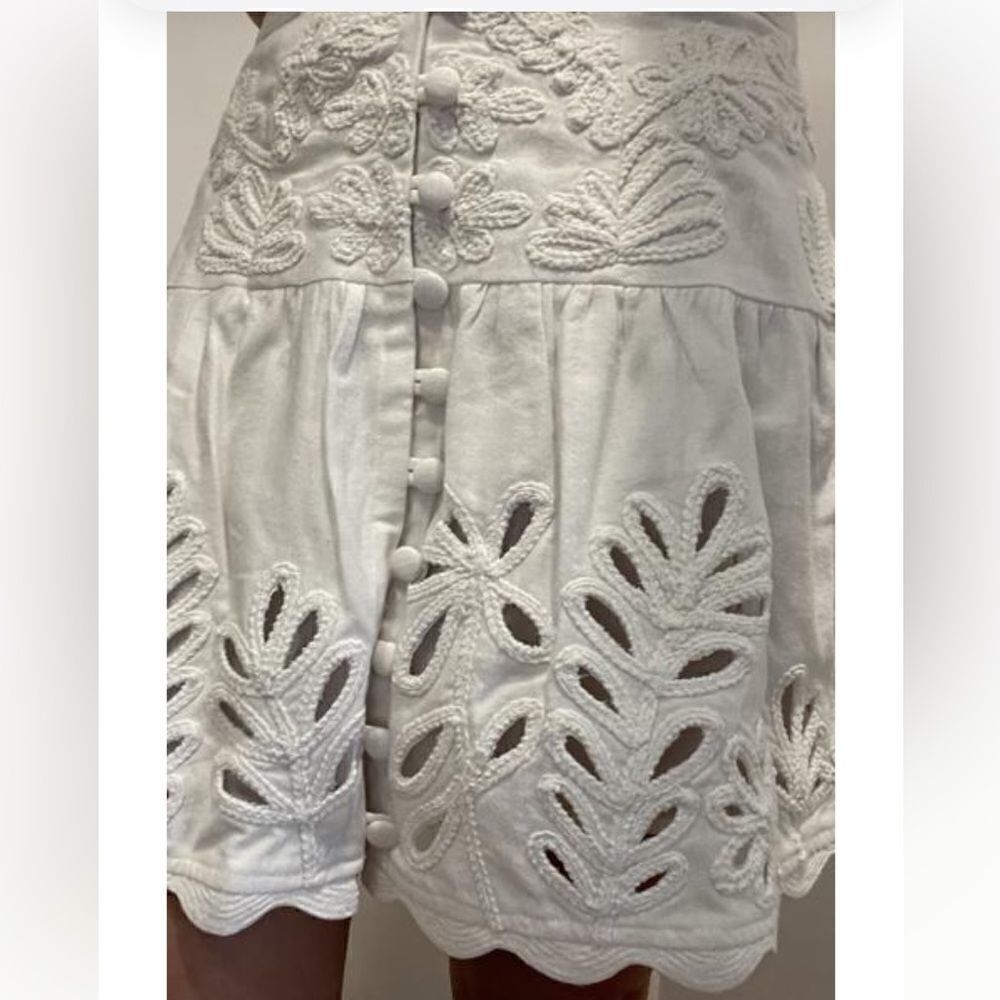 Anthropologie Ivory Drop-Waist Embroidered Eyelet Skirt - Picture 10 of 11